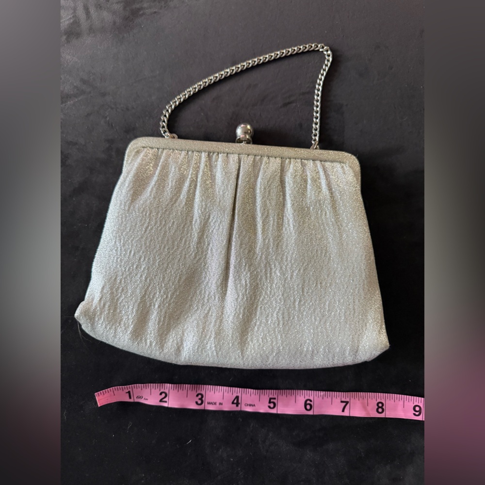 Elegant Silver Evening Clutch Clasp Vintage Chain Strap
